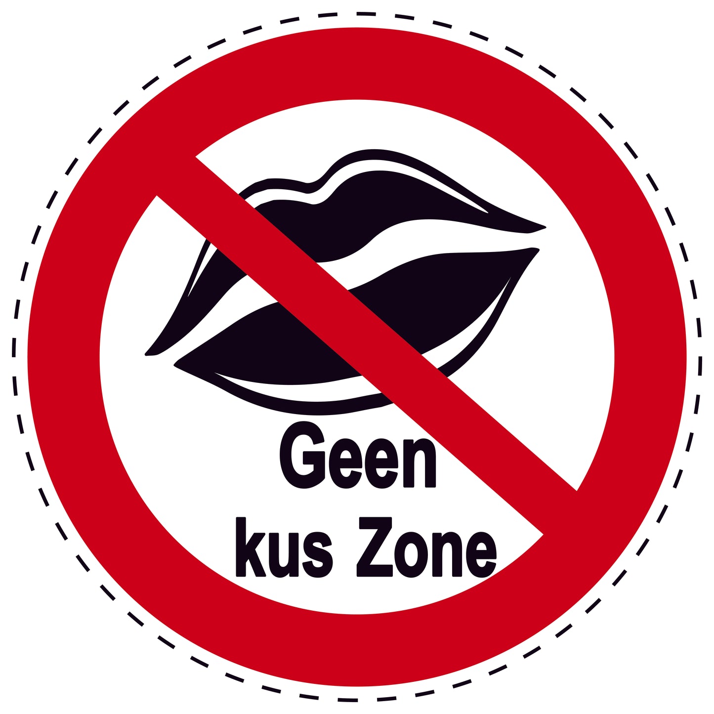 1 stuk Verbodssticker "Geen kuszone" gemaakt van PVC-kunststof, EW-SI23800