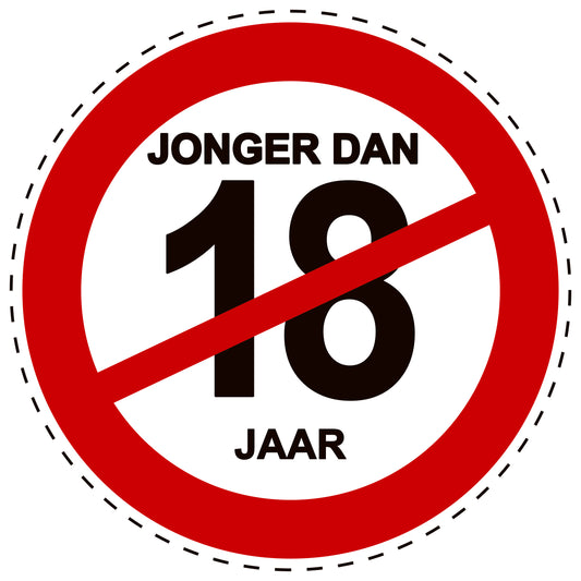 1 stuk Verbodssticker "Niet Jonger dan 18 jaar" gemaakt van PVC-kunststof, ES-SI28100