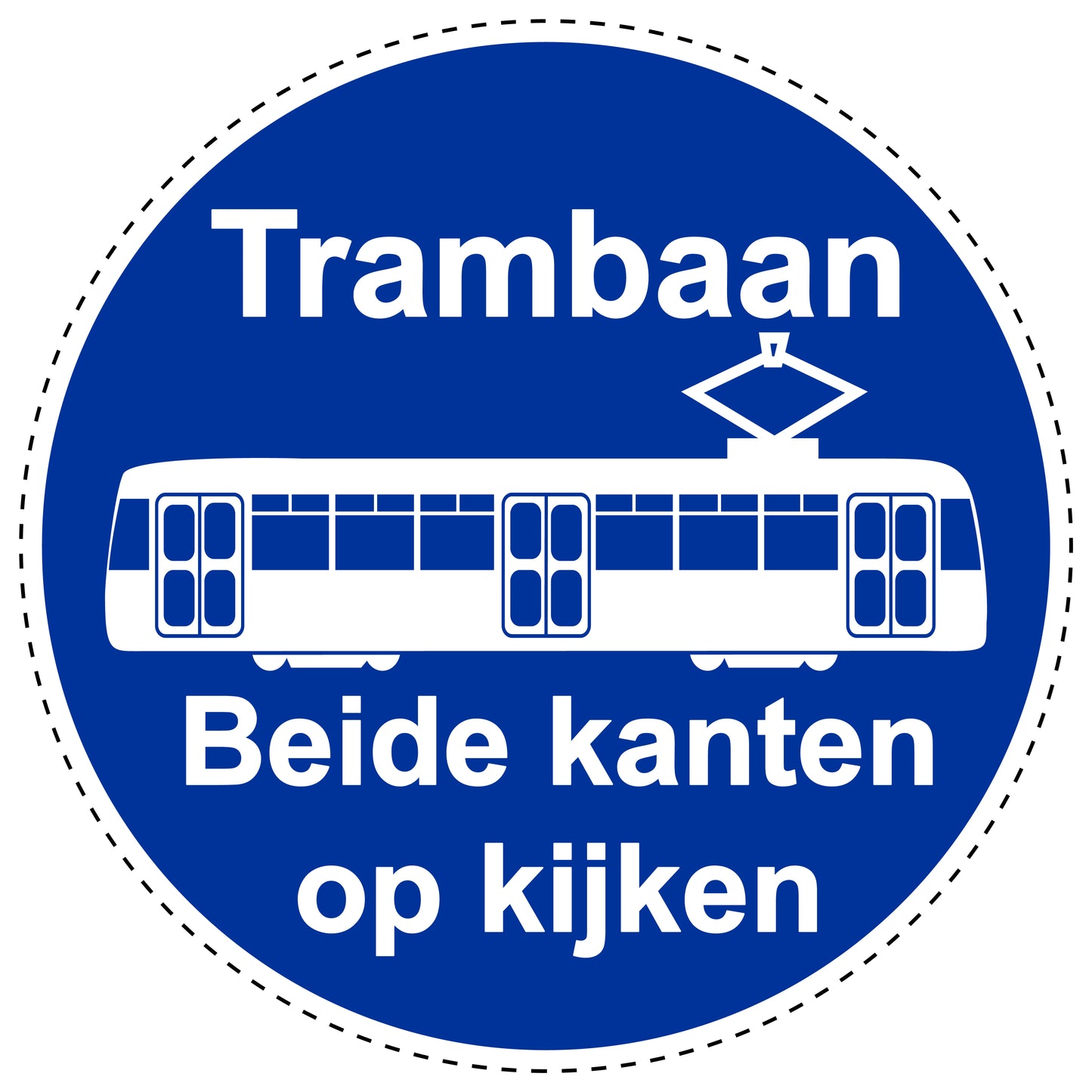 Gebodenstickers "Trambaan Beide Kanten op kijken" van PVC-kunststof, ES-SIM1190