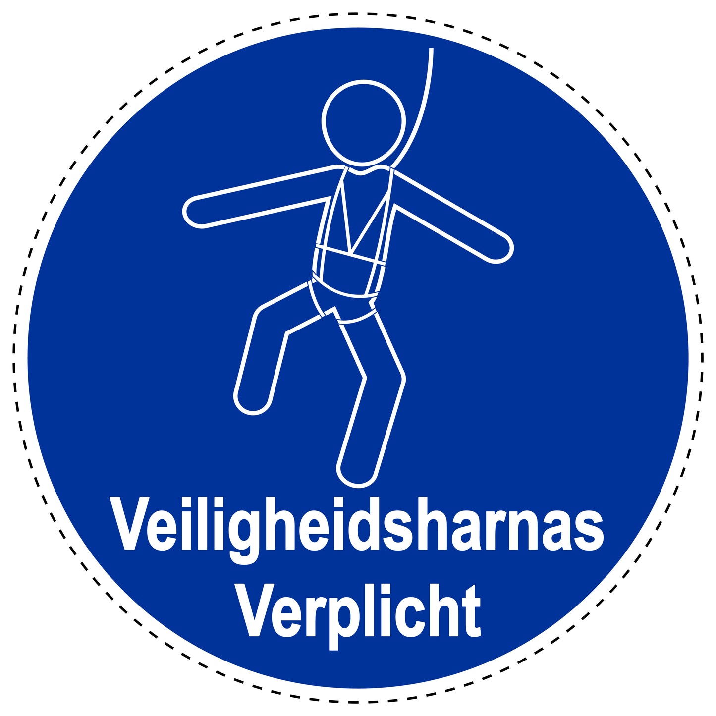 Gebodenstickers " veiligheidsharnas verplicht" gemaakt van PVC-kunststof, ES-SIM1370