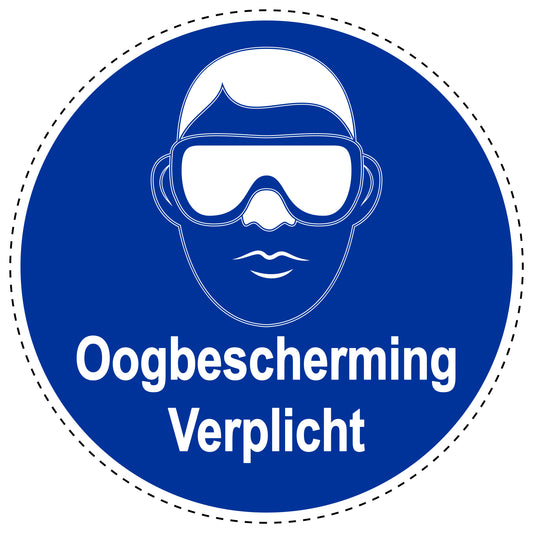 Gebodenstickers "Oogbescherming Verplicht" gemaakt van PVC-kunststof, ES-SIM1470