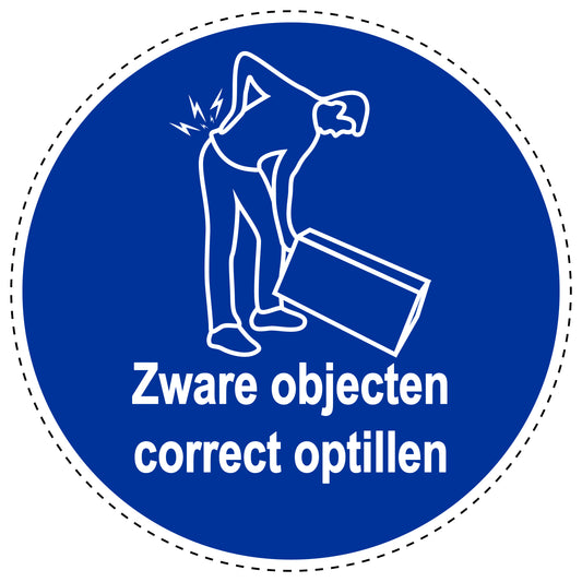 Gebodenstickers ""Zware objecten correct optillen"" van PVC-kunststof, ES-SIM1670