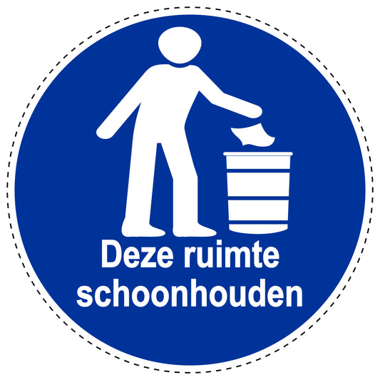 Gebodenstickers " deze ruimte schoonhounden" gemaakt van PVC-kunststof, ES-SIM1780