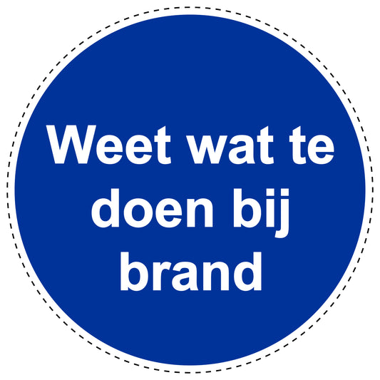 Gebodenstickers "weet wat de doen bij brand" gemaakt van PVC-kunststof, ES-SIM1820