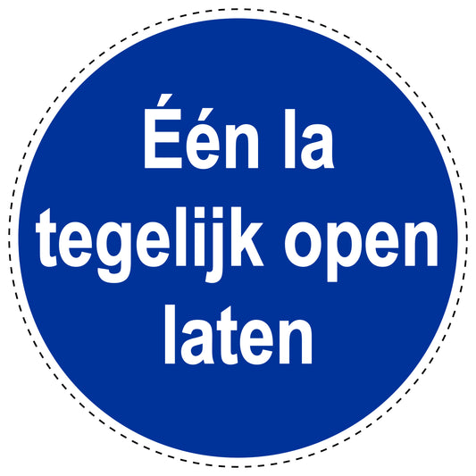 Gebodenstickers " één la tegelijk open laten" gemaakt van PVC-kunststof, ES-SIM1870