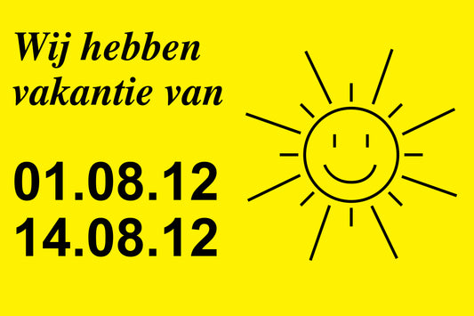 1000 stickers voor kantoororganisatie "We nemen bedrijfsvakanties: van ...." van papier ES-VACW10-PA