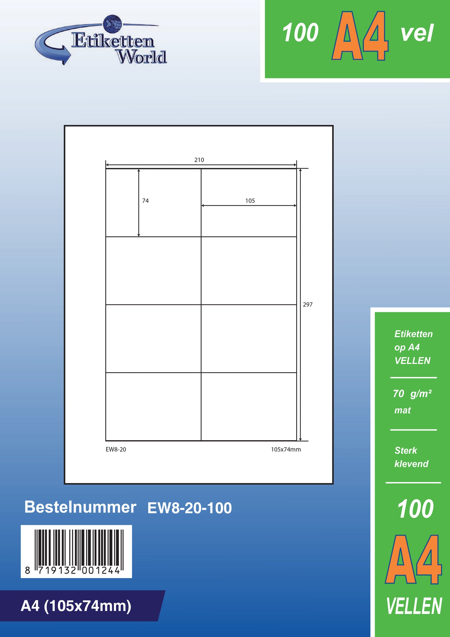 Etiket Avery Zweckform 3424 105x48mm wit 1200stuks Etiket Avery Zweckform 3424 105x48mm wit 1200stuks