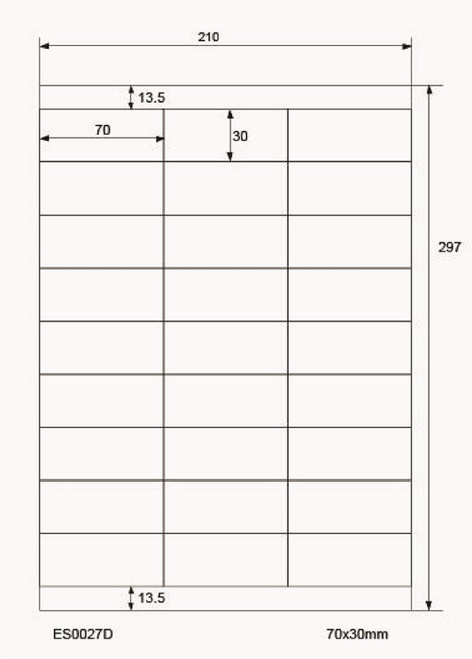 2700 gekleurde universele etiketten 70x30mm, op 100 Din A4 vellen, mat, zelfklevend LO-0027-D-70
