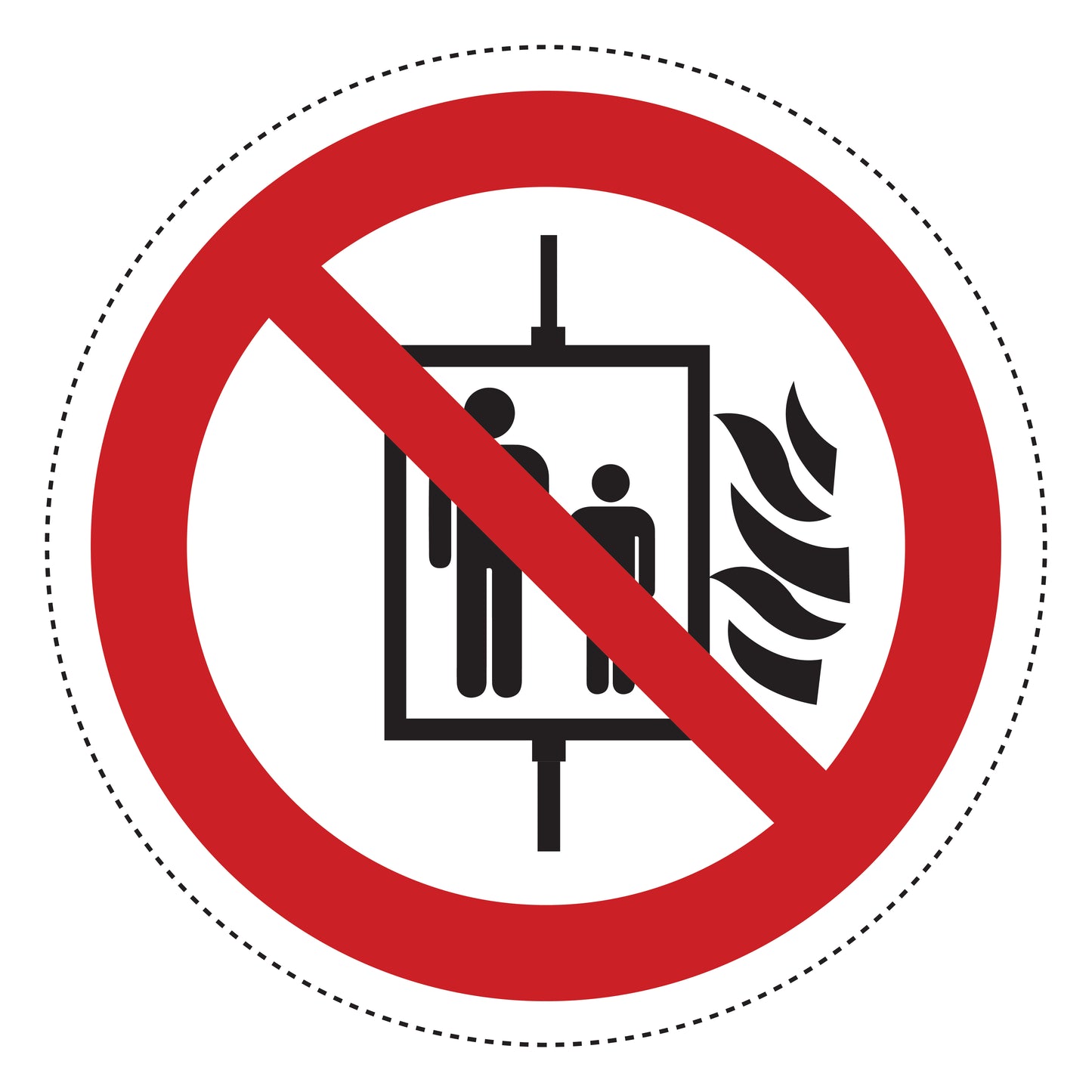 1 stuk Verbodssticker "Verboden de lift te gebruiken bij brand" van PVC-kunststof, ES-SI440-10