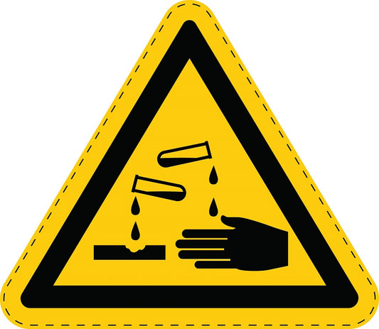 1 stuk waarschuwingssticker "Waarschuwing voor bijtende stoffen" gemaakt van PVC-kunststof, ES-SIW-004